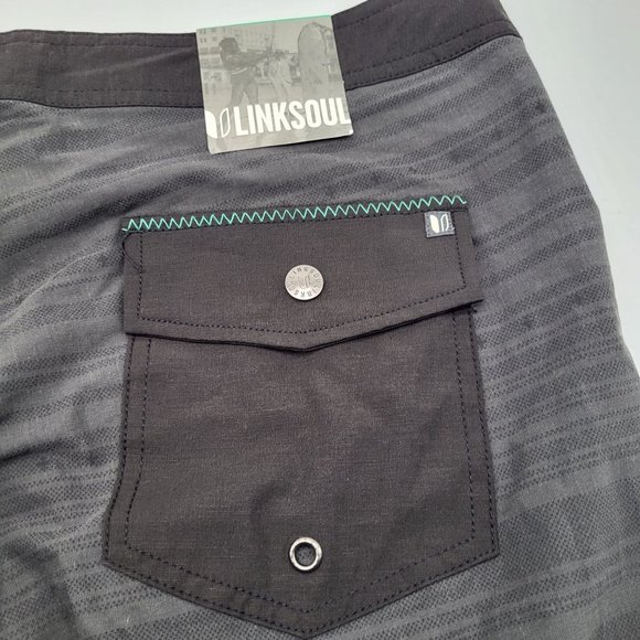 LINKSOUL Boardwalker Mens SZ 36 Hybrid Boardshorts Black Print NWT LS6111 - Picture 9 of 9